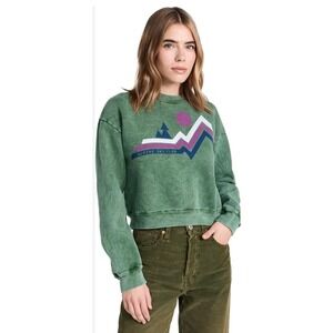 SUNDRY Women's‎ Alpine Crop Sweatshirt Green Mineral Wash Size 0/XS